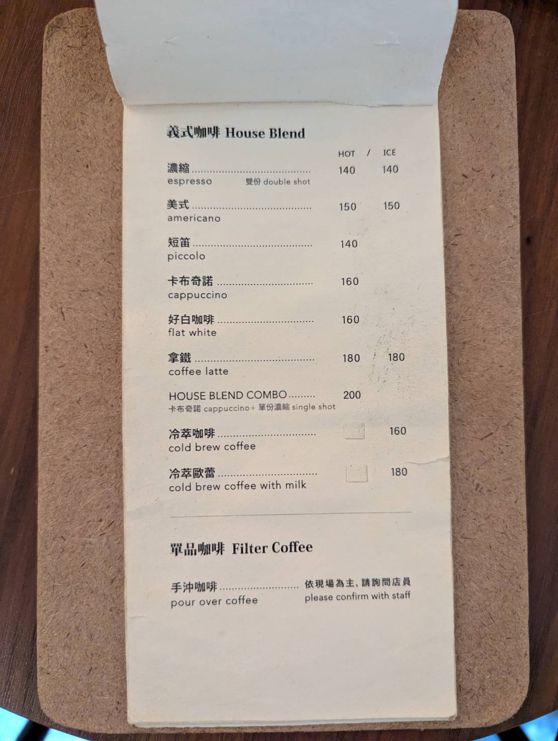 ForgoodCafe 好多咖啡義式咖啡菜單，包含濃縮、美式、卡布奇諾、Flat White、拿鐵、冷萃與手沖咖啡