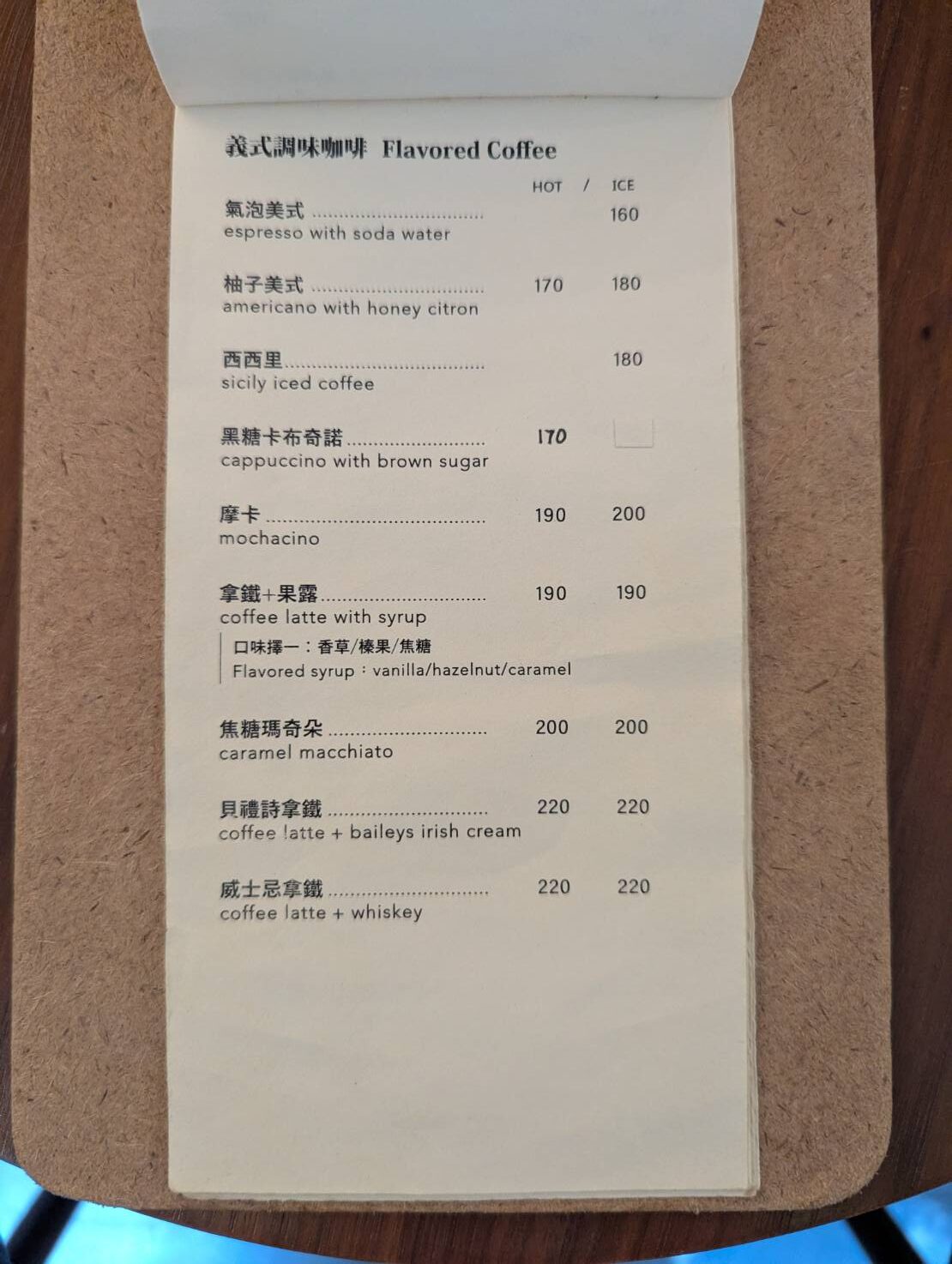 ForgoodCafe 好多咖啡調味咖啡菜單，包含氣泡美式、柚子美式、西西里、黑糖卡布奇諾、摩卡與風味拿鐵