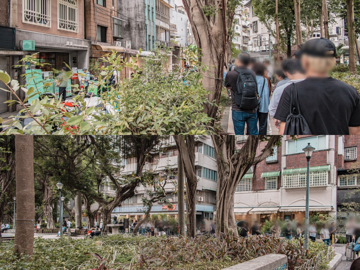 甜滿 L'Atelier Lotus 永康街排隊人潮，隊伍一路延伸到永康公園周邊